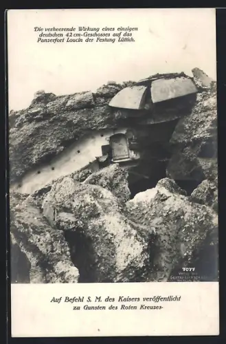 AK Lüttich, Panzerfort Loucin, zerstört durch einen dt. Artillerietreffer