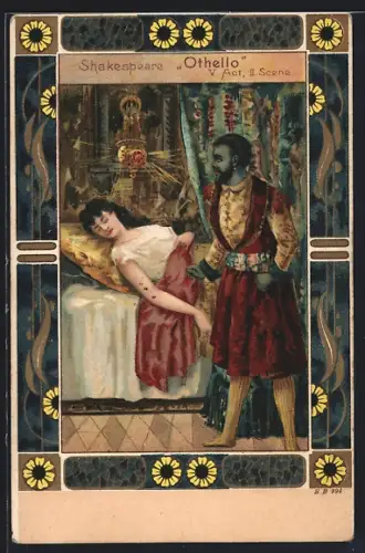 Künstler-AK Shakespeare`s Othello, V. Akt, II. Szene, am Bett der jungen Frau