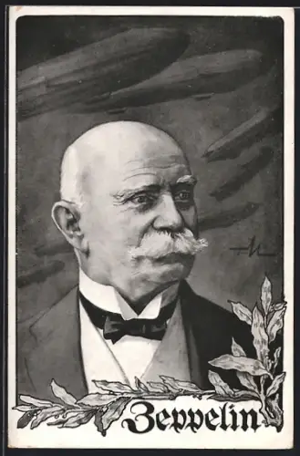 AK Portrait des Grafen Zeppelin mit Schnauzbart