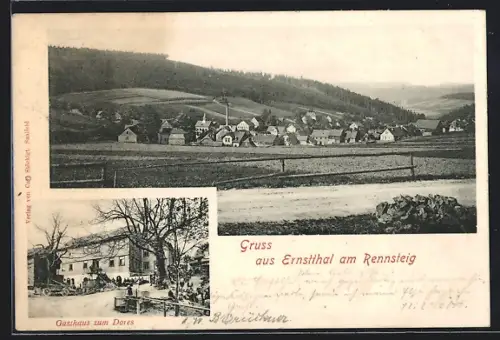 AK Ernstthal am Rennsteig, Gasthaus zum Dores, Gesamtansicht