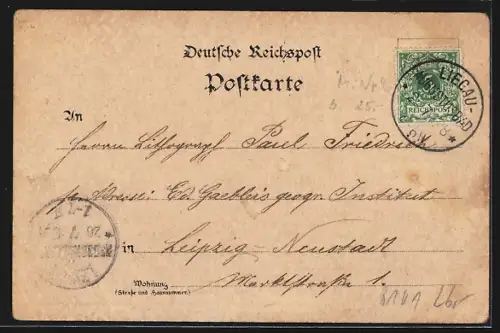 Lithographie Liegau, Gasthaus Grundmühle, Gedicht