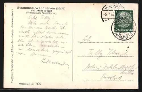 AK Wandlitz /Mark, Restaurant und Strandbad Wandlitzsee, Bes. Franz Mosell