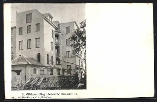 AK München-Schwabing, St. Ottilien-Kolleg, Gartenseite, Königinstrasse 75