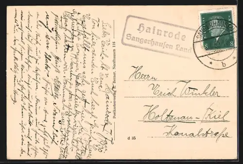AK Hainrode / Sangerhausen, Materialwarengeschäft von Otto Steger, Hauptstrasse, Fernsicht