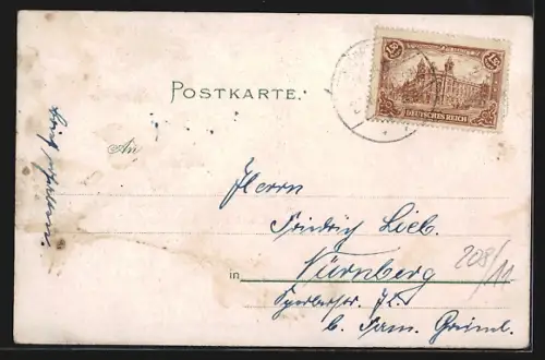 Lithographie Rugenbergen, Gasthaus mit Park