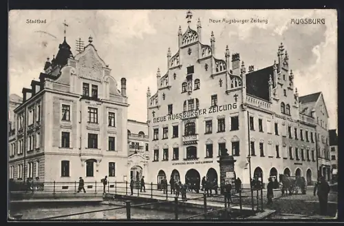 AK Augsburg, Verlagshaus Neue Augsburger Zeitung, Stadtbad