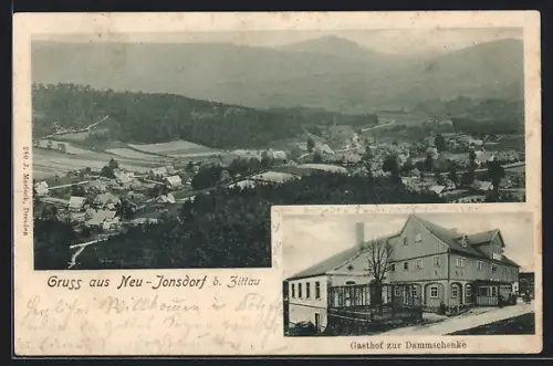 AK Kurort Jonsdorf, Gasthof zur Dammschenke, Panorama