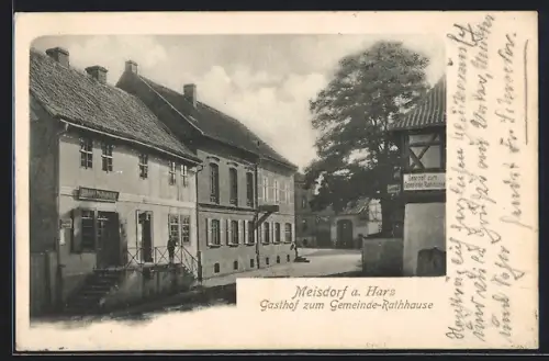 AK Meisdorf a. Harz, Gasthof zum Gemeinde-Rathhause