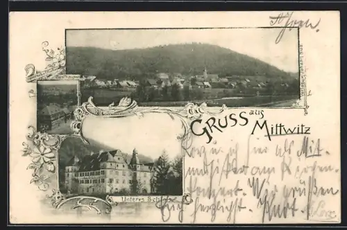 AK Mitwitz, Gasthaus, Schloss und Ortsansicht