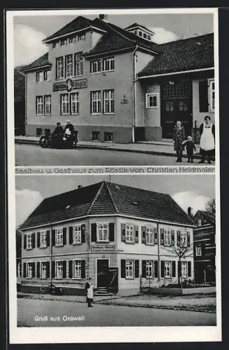 AK Ossweil bei Ludwigsburg, Gasthaus zum Rössle von Christian Heldmaier, Saalbau Rössle