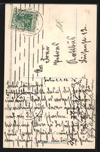 AK Berlin, Dom im Passepartout, Frau in Heeres-Uniform, Nationalfahne