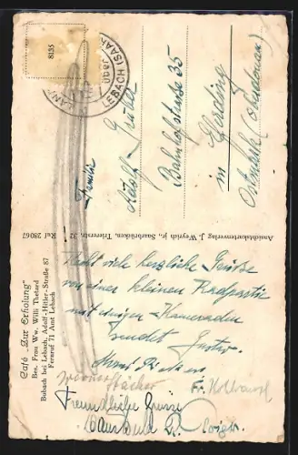 AK Bubach / Calmesweiler, Café Zur Erholung, Bes. Frau Ww. Willi Thetard, Strasse 87