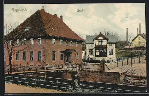 AK Vegesack, Strasse an der Grohn mit Wohnhäusern