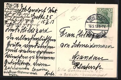 AK Berlin-Zehlendorf, Villa in der Goethestrasse 25