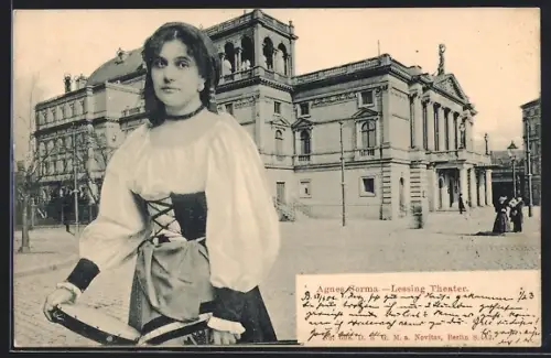 AK Berlin, Lessing Theater am Friedrich-Karl-Ufer, Schauspielerin Agnes Sorma