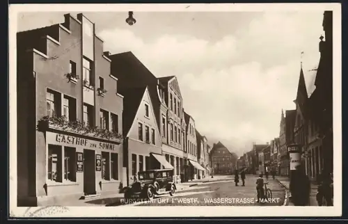 AK Burgsteinfurt i. Westf., Wasserstrasse mit Gasthof zur Sonne