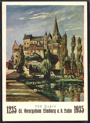 Künstler-AK Limburg a. d. Lahn, 700 Jahre Limburg 1935, Blick zum Dom