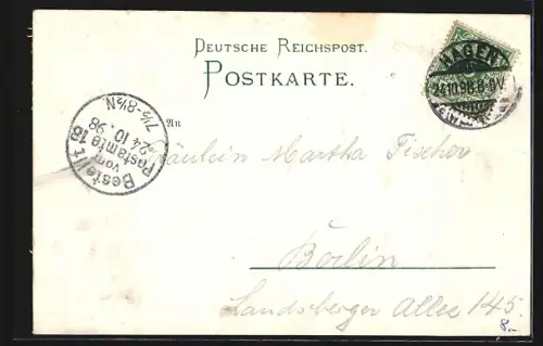 Lithographie Hagen i. W., Restaurant zur Post, Inh. Albert Romberg, Strassenbahn