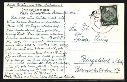 AK Zabenstedt, Gasthaus zum Hirsch, Inh.: E. Weber, Kirche, Dorfpartie