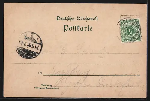 Lithographie Althaldensleben, Post, Schreyers Brauerei, Schloss