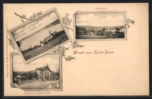 AK Klein-Jena, Gasthof zum grünen Thale, Partie am Wasser