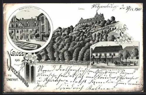 AK Vitzenburg a. d. Unstrut, Gasthof zum Schweizerhaus, Schloss, Haupteingang zum Schloss