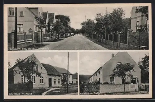 AK Zinsdorf, Dorfstrasse, Gasthaus Platz, Kaufmann Selig