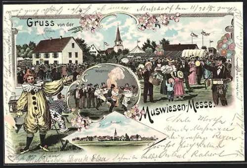 Lithographie Rot am See, Muswiesen-Messe, Metzgertanz, Musdorf
