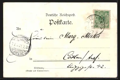 Lithographie Edderitz, Post, Zuckerfabrik, Grube Leopold, Kirche