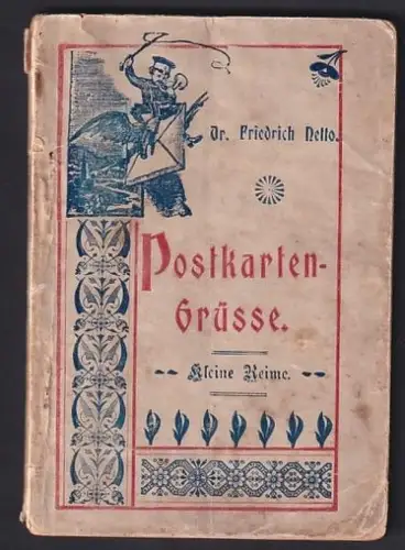 Broschüre 32 Seiten, Postkarten-Grüsse Kleine Reime von Dr. Friedrich Netto, Postbote reiter auf einem Brief mit Flügeln