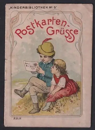 Broschüre 10 Seiten, Postkarten-Grüsse Kinderbibliothek No. 9, Zwei Kinder mit einer Postkarte