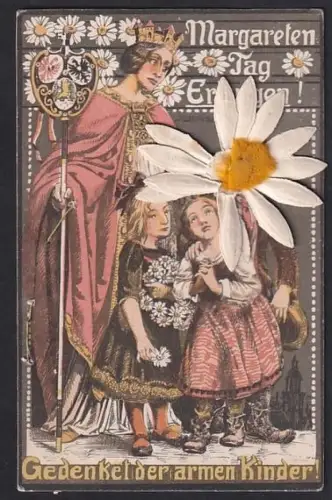 Künstler-AK Erlangen, Margareten Tag, Heilige mit Kindern und Margareten, Gedenket der armen Kinder