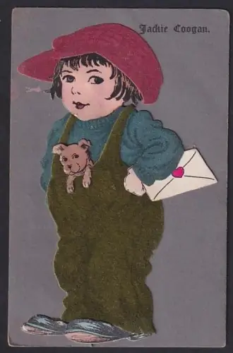 Filz-AK Schauspielerin Jackie Coogan mit Kleidung aus Filz