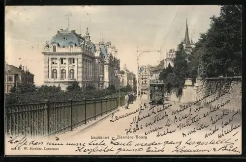 AK Lausanne, Derriere Bourg, Strassenbahn