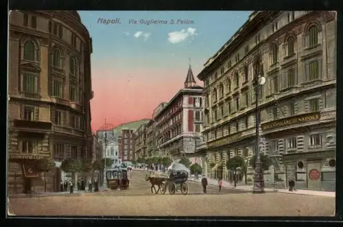 AK Napoli, Via Guglielmo S. Felice, Strassenbahn
