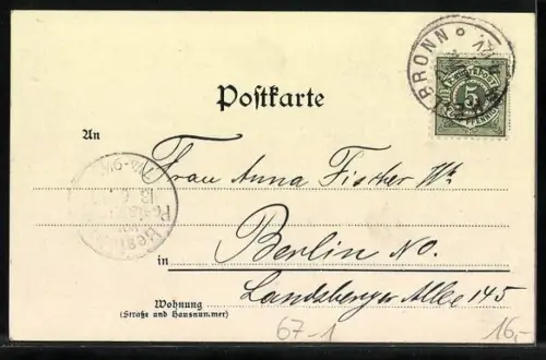 Lithographie Heilbronn, Gewerbe- u. Industrie-Ausstellung 1897, Veranstaltungsgelände, Frau mit Lorbeerkranz