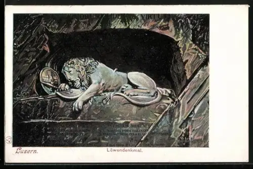 AK Luzern, Löwendenkmal von Nahmen