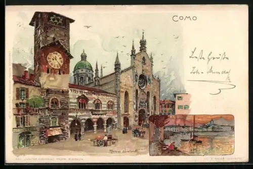 Künstler-AK Manuel Wielandt: Como, Marktplatz mit Passanten