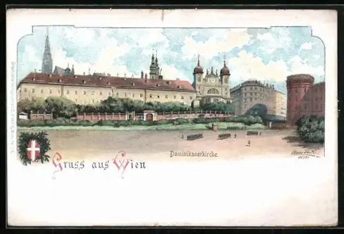 Künstler-AK Erwin Pendl: Wien, Blick zur Dominikanerkirche