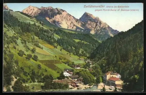 AK Zwischenwasser, Ortsansicht gegen Monte Sella di Sennes