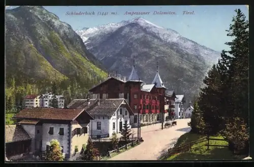 AK Schluderbach, Ortspartie vor den Ampezzaner Dolomiten