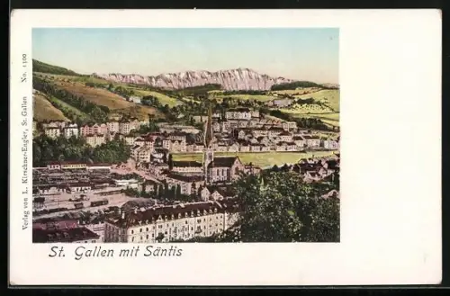 AK St. Gallen, Teilansicht mit Kirche