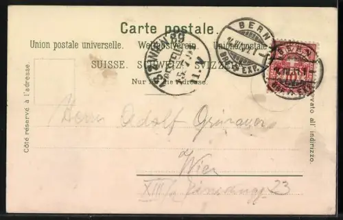 Lithographie Souvenir de la Suisse, Landkarte der Schweiz mit Kantonen