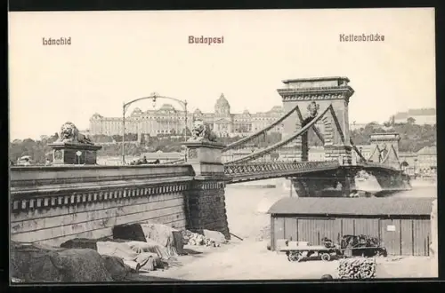 AK Budapest, Stadtblick von der Kettenbrücke aus