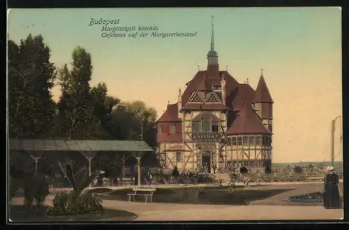 AK Budapest, Cafehaus auf der Margaretheninsel