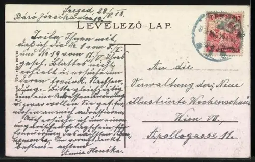 AK Szeged, Szecsenyi ter a varoshazaval, Litfasssäule