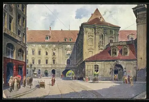 AK Breslau, Universität, Blick von der Schmiedebrücke
