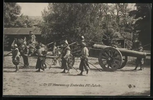 AK Kaiserhuldigung, Darstellung des Gr. VII. Heereszuges Ende des XVI. Jahrhunderts