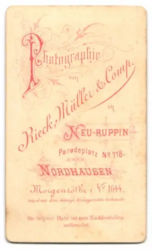 Fotografie Rieck - Müller & Comp., Neu-Ruppin, Paradeplatz 718, Portrait einer Dame