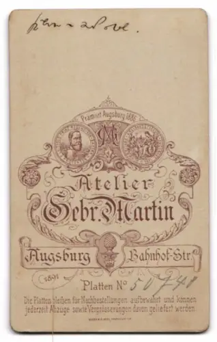 Fotografie Gebr. Martin, Augsburg, Bahnhof-Str., Porträt eines jungen Mannes